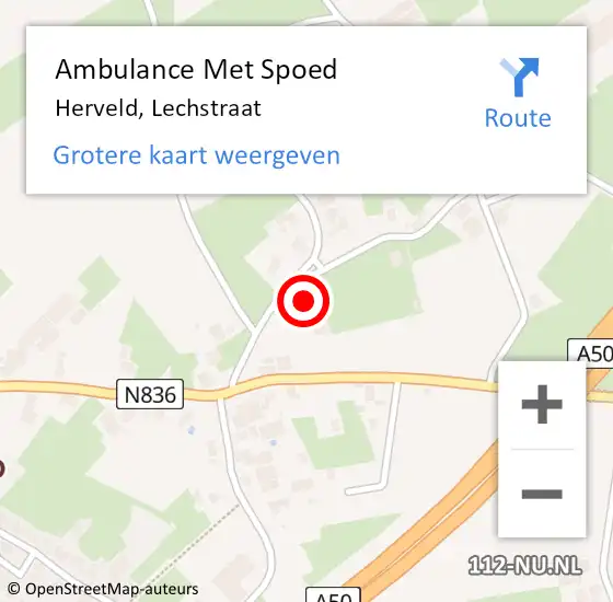 Locatie op kaart van de 112 melding: Ambulance Met Spoed Naar Herveld, Lechstraat op 2 april 2022 09:41