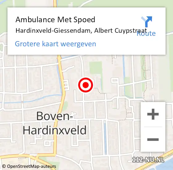 Locatie op kaart van de 112 melding: Ambulance Met Spoed Naar Hardinxveld-Giessendam, Albert Cuypstraat op 2 april 2022 09:48