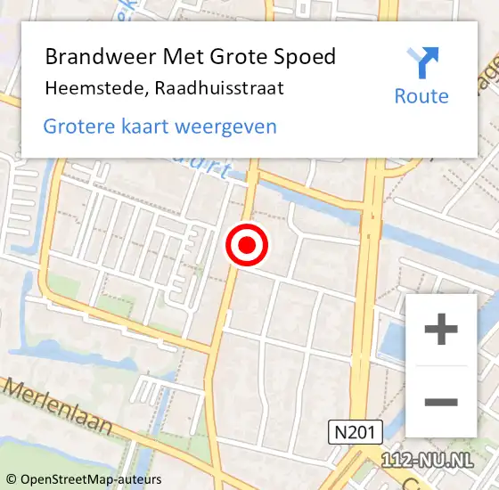 Locatie op kaart van de 112 melding: Brandweer Met Grote Spoed Naar Heemstede, Raadhuisstraat op 2 april 2022 09:55