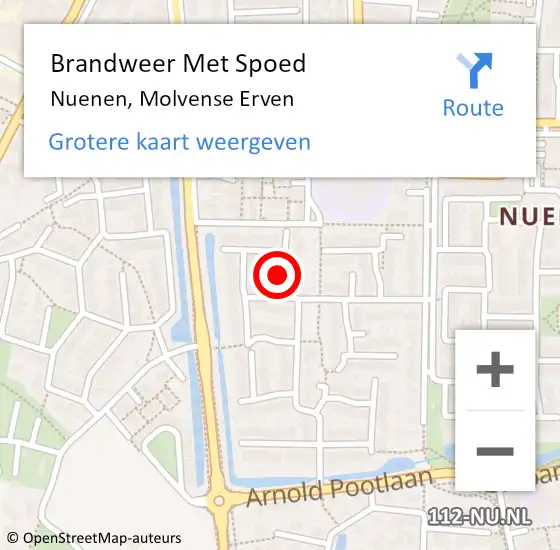 Locatie op kaart van de 112 melding: Brandweer Met Spoed Naar Nuenen, Molvense Erven op 2 april 2022 09:59