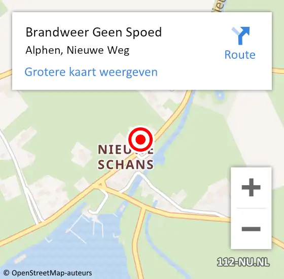 Locatie op kaart van de 112 melding: Brandweer Geen Spoed Naar Alphen, Nieuwe Weg op 2 april 2022 10:00