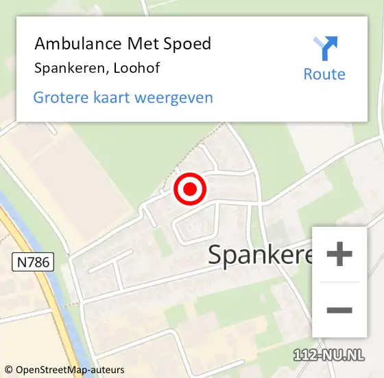 Locatie op kaart van de 112 melding: Ambulance Met Spoed Naar Spankeren, Loohof op 2 april 2022 10:04