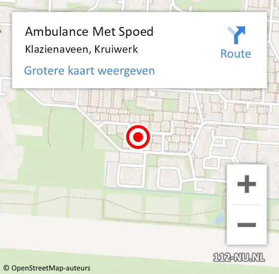 Locatie op kaart van de 112 melding: Ambulance Met Spoed Naar Klazienaveen, Kruiwerk op 2 april 2022 10:07