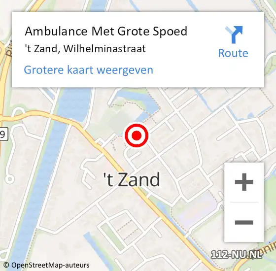 Locatie op kaart van de 112 melding: Ambulance Met Grote Spoed Naar 't Zand, Wilhelminastraat op 2 april 2022 10:26