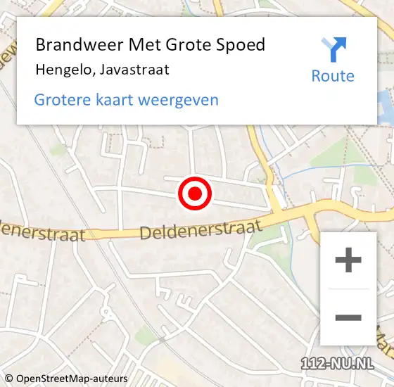 Locatie op kaart van de 112 melding: Brandweer Met Grote Spoed Naar Hengelo, Javastraat op 2 april 2022 10:33