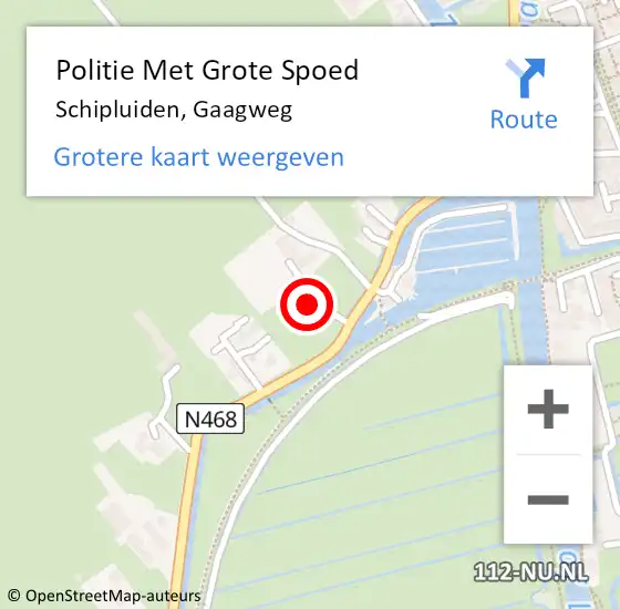 Locatie op kaart van de 112 melding: Politie Met Grote Spoed Naar Schipluiden, Gaagweg op 2 april 2022 10:37