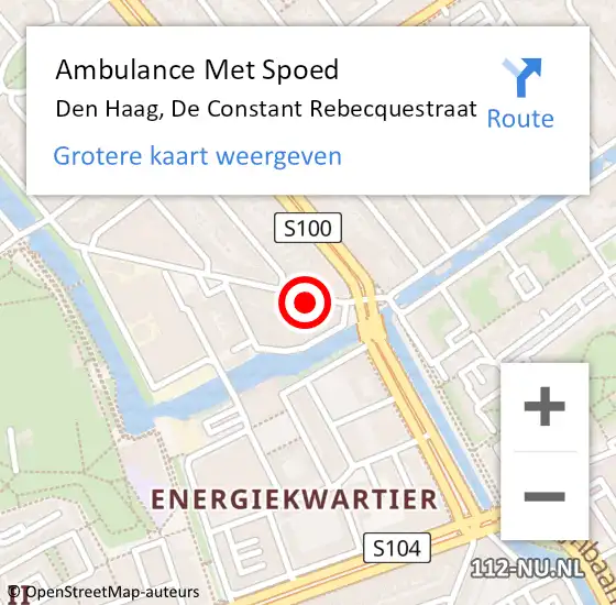 Locatie op kaart van de 112 melding: Ambulance Met Spoed Naar Den Haag, De Constant Rebecquestraat op 2 april 2022 10:49