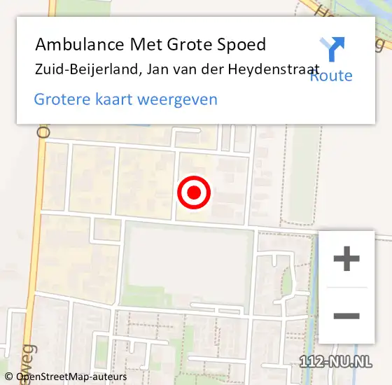 Locatie op kaart van de 112 melding: Ambulance Met Grote Spoed Naar Zuid-Beijerland, Jan van der Heydenstraat op 2 april 2022 11:03