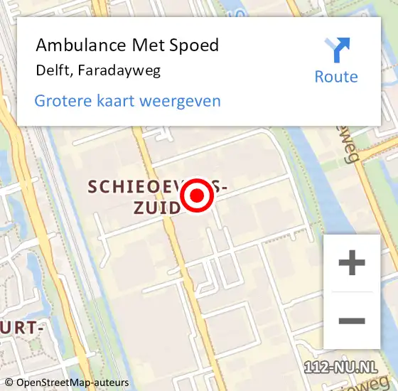 Locatie op kaart van de 112 melding: Ambulance Met Spoed Naar Delft, Faradayweg op 2 april 2022 11:21