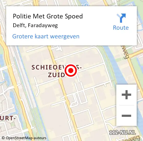 Locatie op kaart van de 112 melding: Politie Met Grote Spoed Naar Delft, Faradayweg op 2 april 2022 11:22