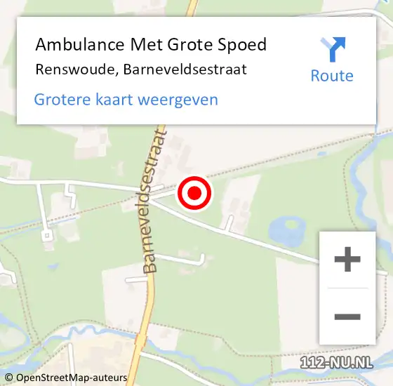 Locatie op kaart van de 112 melding: Ambulance Met Grote Spoed Naar Renswoude, Barneveldsestraat op 2 april 2022 11:29