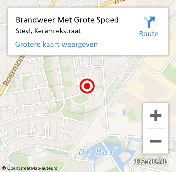 Locatie op kaart van de 112 melding: Brandweer Met Grote Spoed Naar Steyl, Keramiekstraat op 2 april 2022 11:32