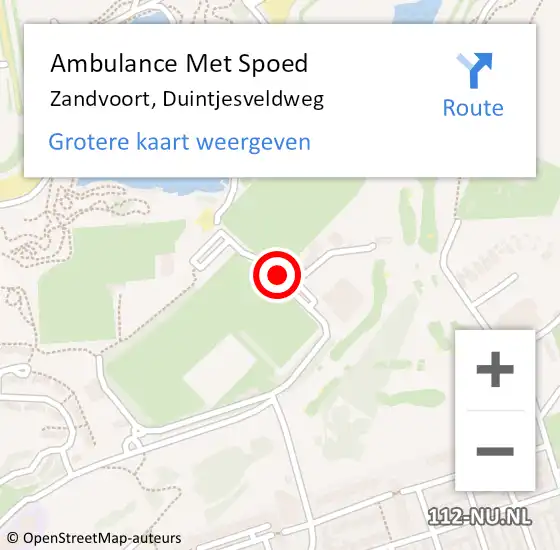 Locatie op kaart van de 112 melding: Ambulance Met Spoed Naar Zandvoort, Duintjesveldweg op 2 april 2022 11:39