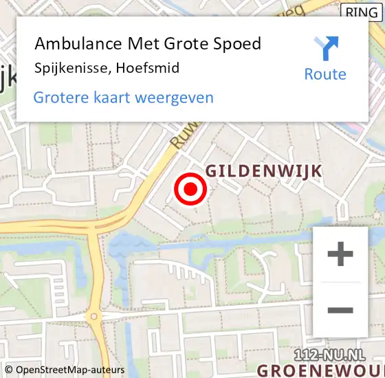 Locatie op kaart van de 112 melding: Ambulance Met Grote Spoed Naar Spijkenisse, Hoefsmid op 2 april 2022 11:51