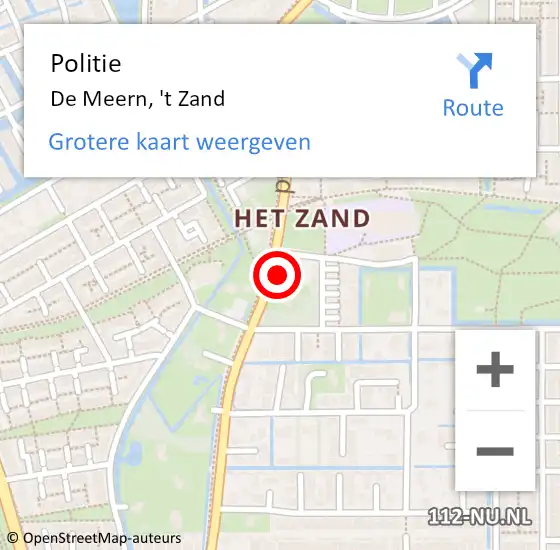 Locatie op kaart van de 112 melding: Politie De Meern, 't Zand op 2 april 2022 11:57