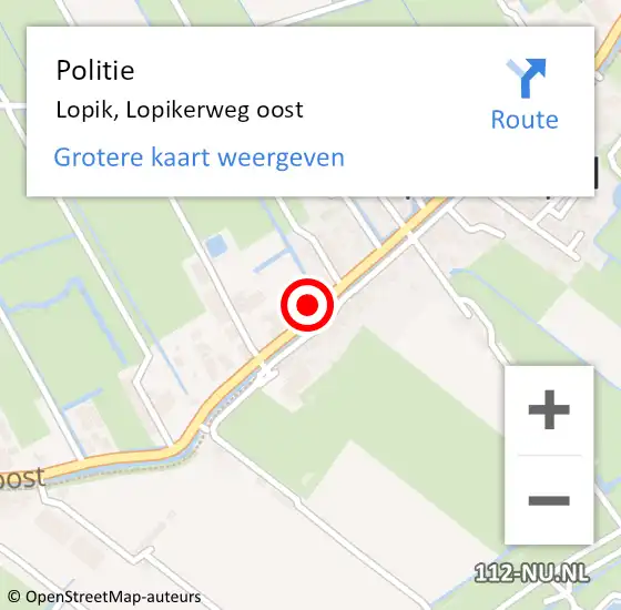 Locatie op kaart van de 112 melding: Politie Lopik, Lopikerweg oost op 2 april 2022 11:58