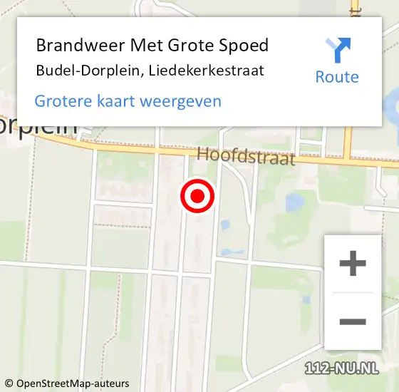 Locatie op kaart van de 112 melding: Brandweer Met Grote Spoed Naar Budel-Dorplein, Liedekerkestraat op 2 april 2022 11:58