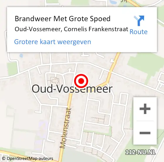 Locatie op kaart van de 112 melding: Brandweer Met Grote Spoed Naar Oud-Vossemeer, Cornelis Frankenstraat op 2 april 2022 12:00