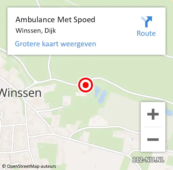 Locatie op kaart van de 112 melding: Ambulance Met Spoed Naar Winssen, Dijk op 2 april 2022 12:01