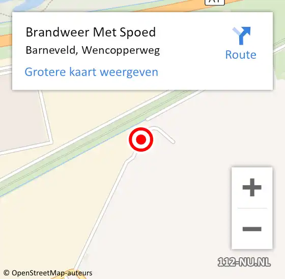 Locatie op kaart van de 112 melding: Brandweer Met Spoed Naar Barneveld, Wencopperweg op 2 april 2022 12:01