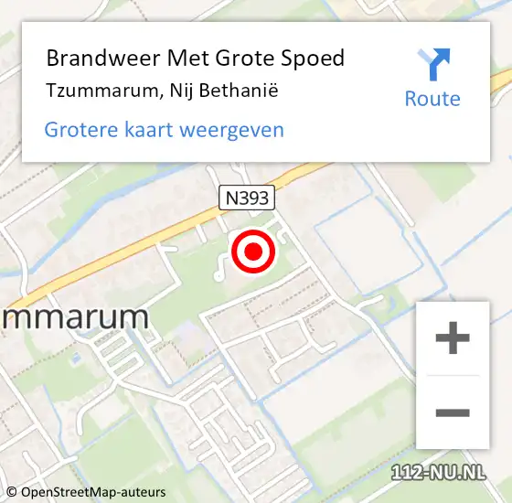 Locatie op kaart van de 112 melding: Brandweer Met Grote Spoed Naar Tzummarum, Nij Bethanië op 2 april 2022 12:18