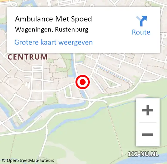 Locatie op kaart van de 112 melding: Ambulance Met Spoed Naar Wageningen, Rustenburg op 2 april 2022 12:20