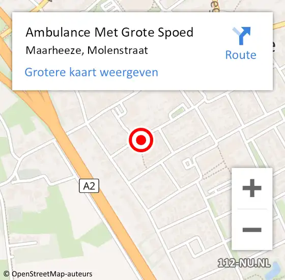 Locatie op kaart van de 112 melding: Ambulance Met Grote Spoed Naar Maarheeze, Molenstraat op 2 april 2022 12:39