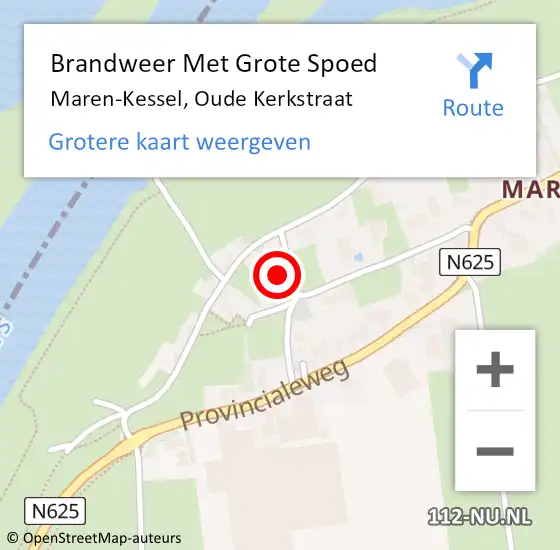 Locatie op kaart van de 112 melding: Brandweer Met Grote Spoed Naar Maren-Kessel, Oude Kerkstraat op 2 april 2022 12:45