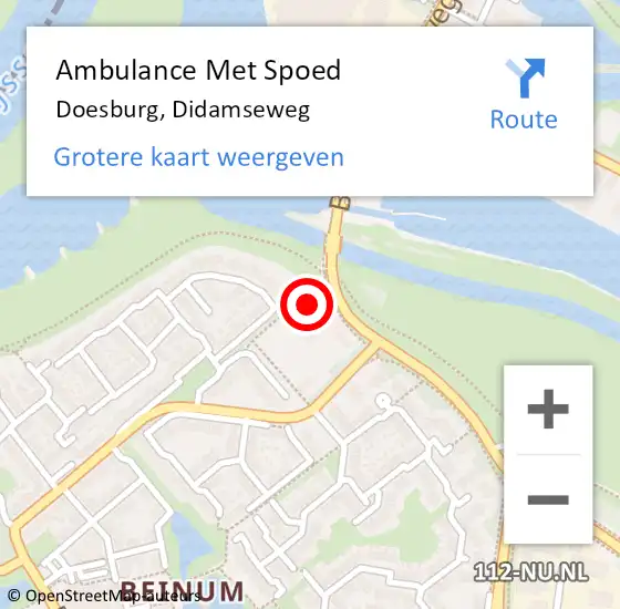 Locatie op kaart van de 112 melding: Ambulance Met Spoed Naar Doesburg, Didamseweg op 2 april 2022 13:30