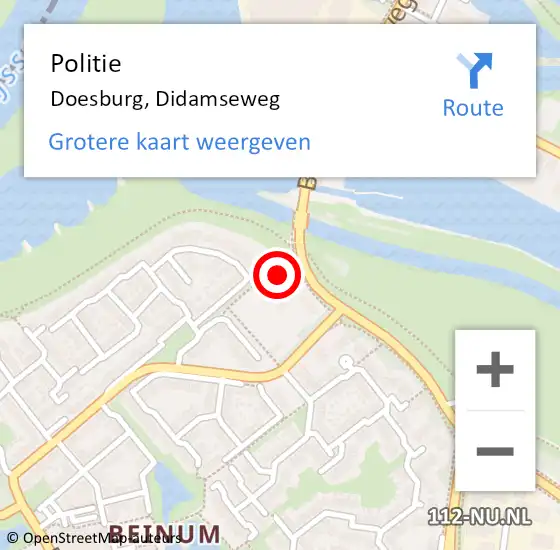 Locatie op kaart van de 112 melding: Politie Doesburg, Didamseweg op 2 april 2022 13:30