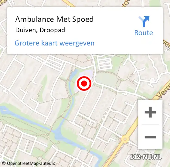 Locatie op kaart van de 112 melding: Ambulance Met Spoed Naar Duiven, Droopad op 2 april 2022 14:03