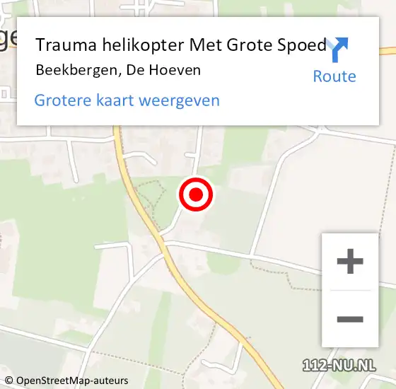 Locatie op kaart van de 112 melding: Trauma helikopter Met Grote Spoed Naar Beekbergen, De Hoeven op 2 april 2022 14:11