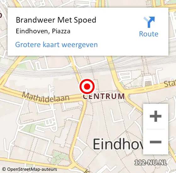 Locatie op kaart van de 112 melding: Brandweer Met Spoed Naar Eindhoven, Piazza op 2 april 2022 14:24