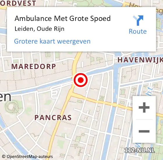 Locatie op kaart van de 112 melding: Ambulance Met Grote Spoed Naar Leiden, Oude Rijn op 2 april 2022 14:27
