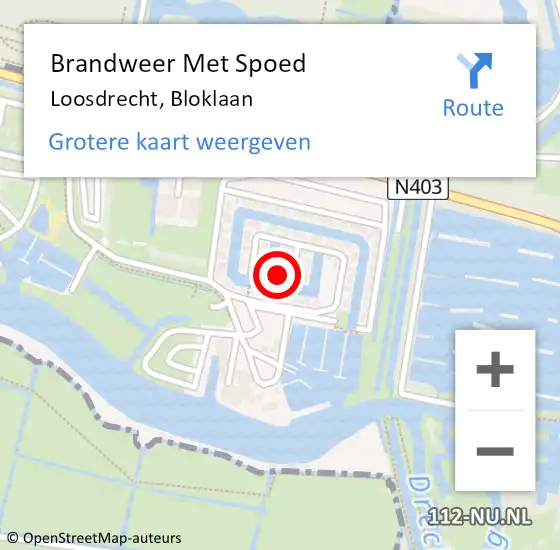 Locatie op kaart van de 112 melding: Brandweer Met Spoed Naar Loosdrecht, Bloklaan op 2 april 2022 14:30