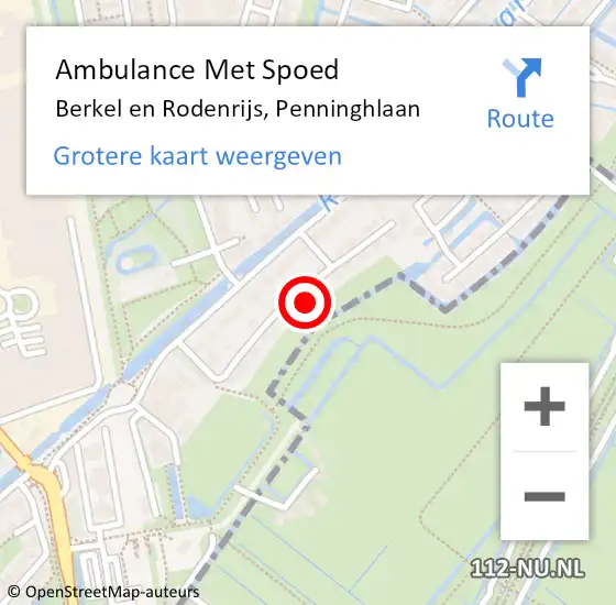 Locatie op kaart van de 112 melding: Ambulance Met Spoed Naar Berkel en Rodenrijs, Penninghlaan op 2 april 2022 14:34