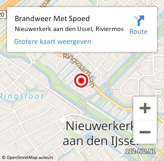 Locatie op kaart van de 112 melding: Brandweer Met Spoed Naar Nieuwerkerk aan den IJssel, Riviermos op 2 april 2022 15:13