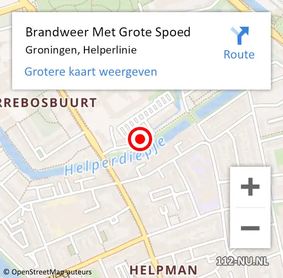 Locatie op kaart van de 112 melding: Brandweer Met Grote Spoed Naar Groningen, Helperlinie op 2 april 2022 15:13