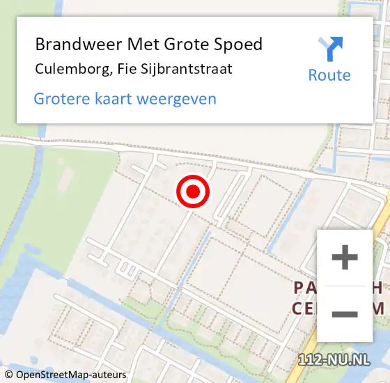 Locatie op kaart van de 112 melding: Brandweer Met Grote Spoed Naar Culemborg, Fie Sijbrantstraat op 2 april 2022 15:15