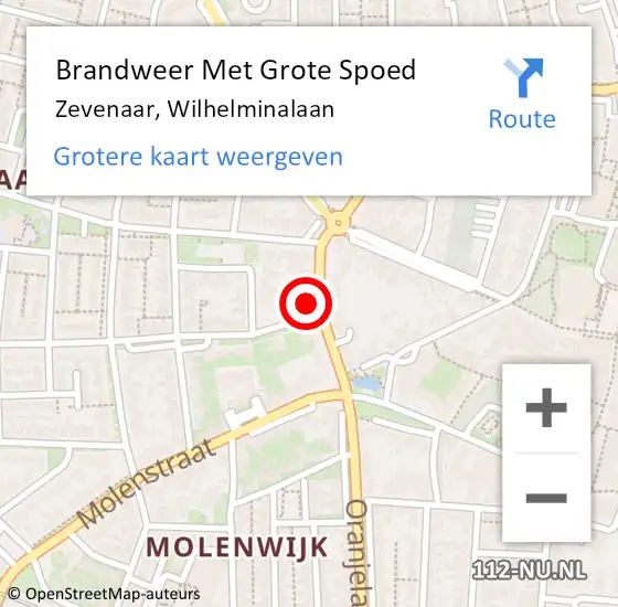 Locatie op kaart van de 112 melding: Brandweer Met Grote Spoed Naar Zevenaar, Wilhelminalaan op 2 april 2022 15:16