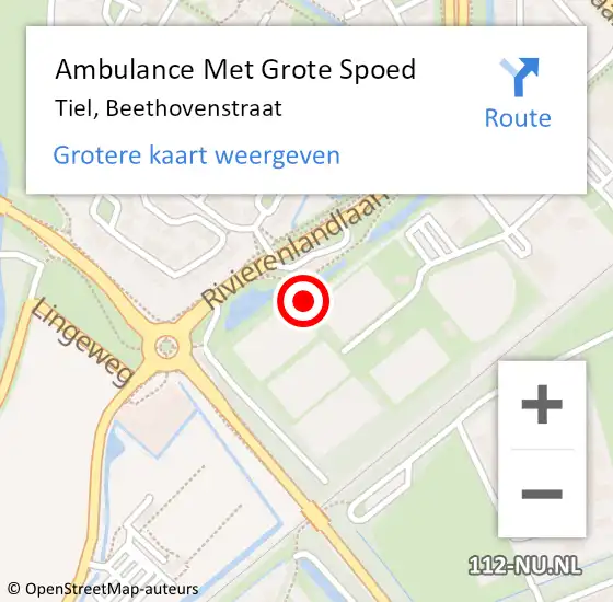 Locatie op kaart van de 112 melding: Ambulance Met Grote Spoed Naar Tiel, Beethovenstraat op 2 april 2022 15:28