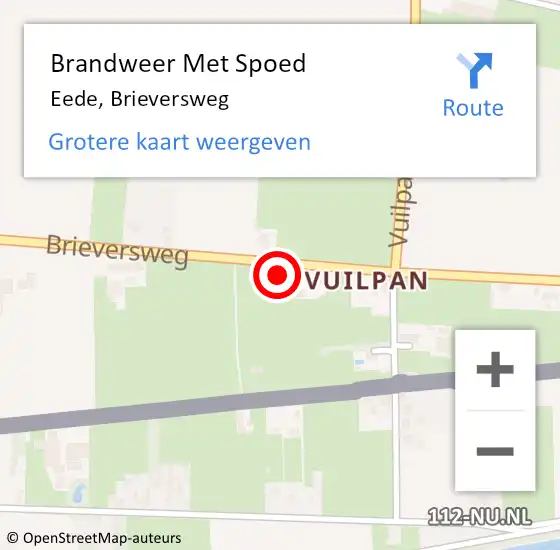 Locatie op kaart van de 112 melding: Brandweer Met Spoed Naar Eede, Brieversweg op 2 april 2022 15:31