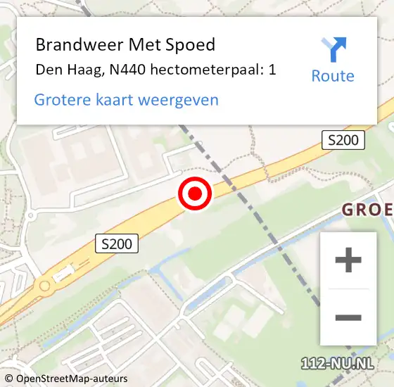 Locatie op kaart van de 112 melding: Brandweer Met Spoed Naar Den Haag, N440 hectometerpaal: 1 op 2 april 2022 15:45