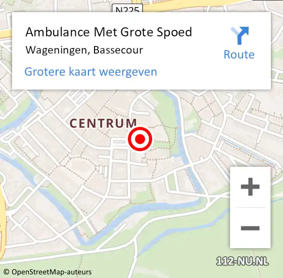 Locatie op kaart van de 112 melding: Ambulance Met Grote Spoed Naar Wageningen, Bassecour op 2 april 2022 15:54