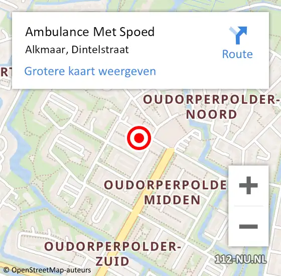 Locatie op kaart van de 112 melding: Ambulance Met Spoed Naar Alkmaar, Dintelstraat op 2 april 2022 15:56