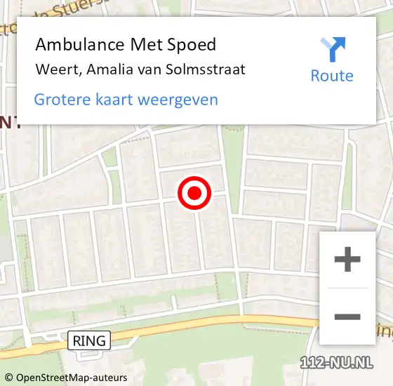 Locatie op kaart van de 112 melding: Ambulance Met Spoed Naar Weert, Amalia van Solmsstraat op 2 april 2022 15:57