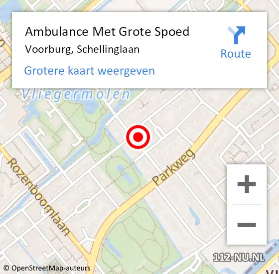 Locatie op kaart van de 112 melding: Ambulance Met Grote Spoed Naar Voorburg, Schellinglaan op 2 april 2022 16:09