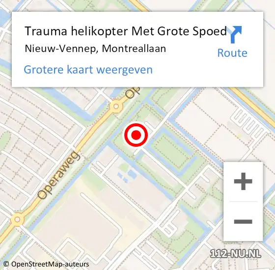 Locatie op kaart van de 112 melding: Trauma helikopter Met Grote Spoed Naar Nieuw-Vennep, Montreallaan op 2 april 2022 16:30