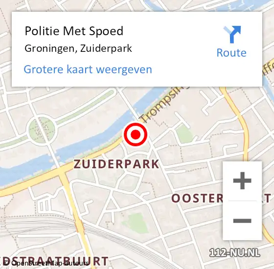 Locatie op kaart van de 112 melding: Politie Met Spoed Naar Groningen, Zuiderpark op 2 april 2022 16:49