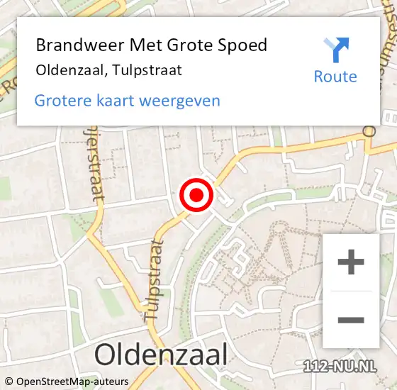 Locatie op kaart van de 112 melding: Brandweer Met Grote Spoed Naar Oldenzaal, Tulpstraat op 2 april 2022 17:00